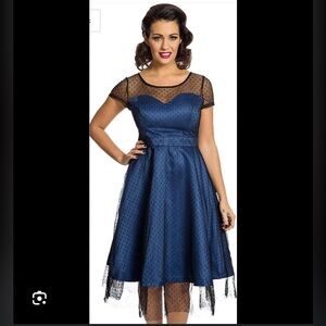 Lindy bop Leona swing dress with mesh overlay size US16/UK20 in ROYAL RED pinup